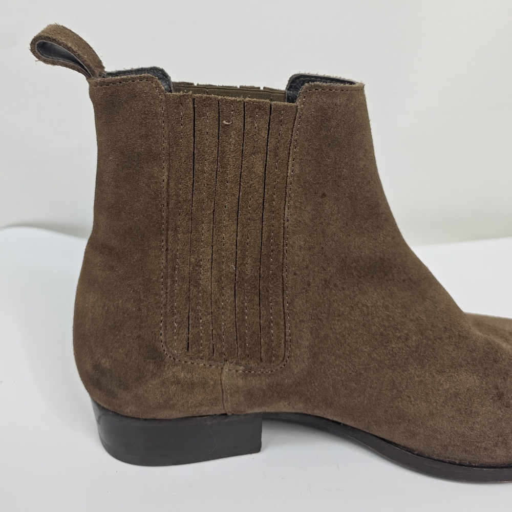 AllSaints Suede Chelsea Boots Tan Elastic Panel Pull On Size 44 US 11 - Picture 6 of 15